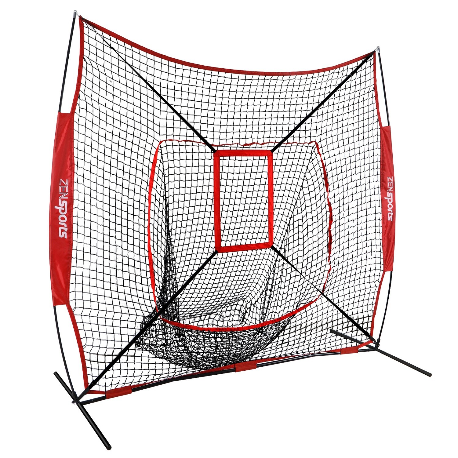 Portable Practice Net Baseball Softball 7x7' Bundle w/ Strike Zone & Training