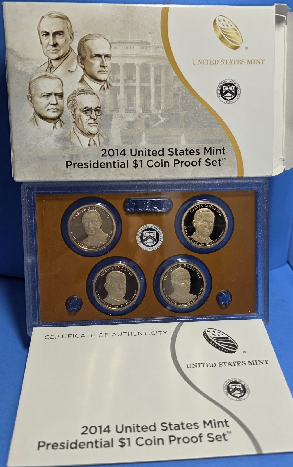 2014 S Presidential Dollar Proof Set with Box + COA U.S. Coins