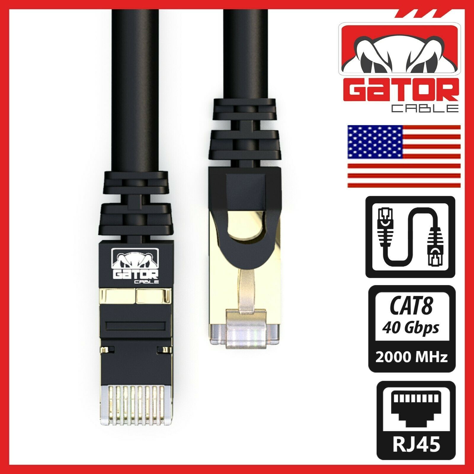Cat 8 Ethernet Cable RJ45 Super Speed 40Gbps Patch LAN Network Gold Plated Lot