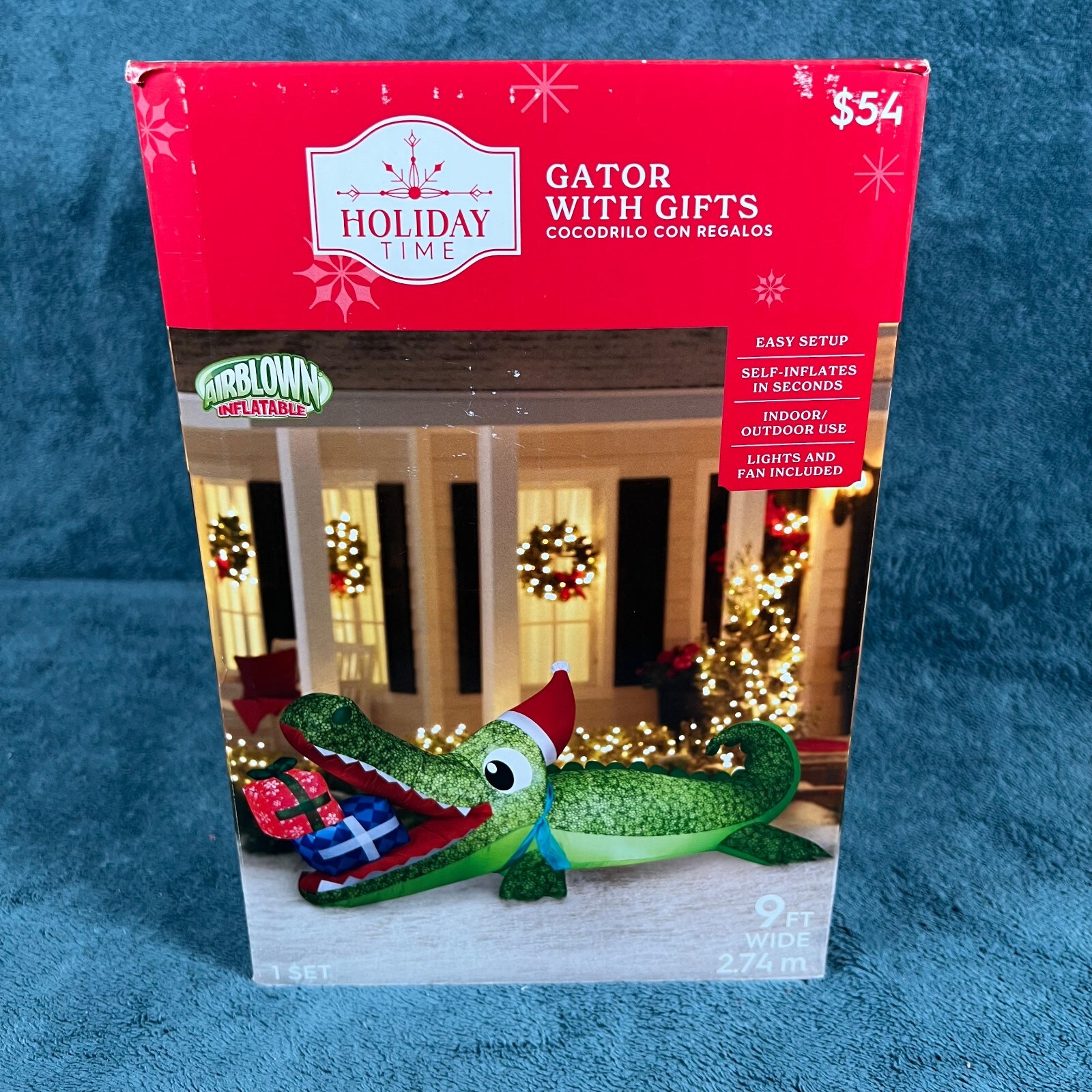 Florida Gator with Gifts Air blown Inflatable Christmas Yard Decor 9 feet New