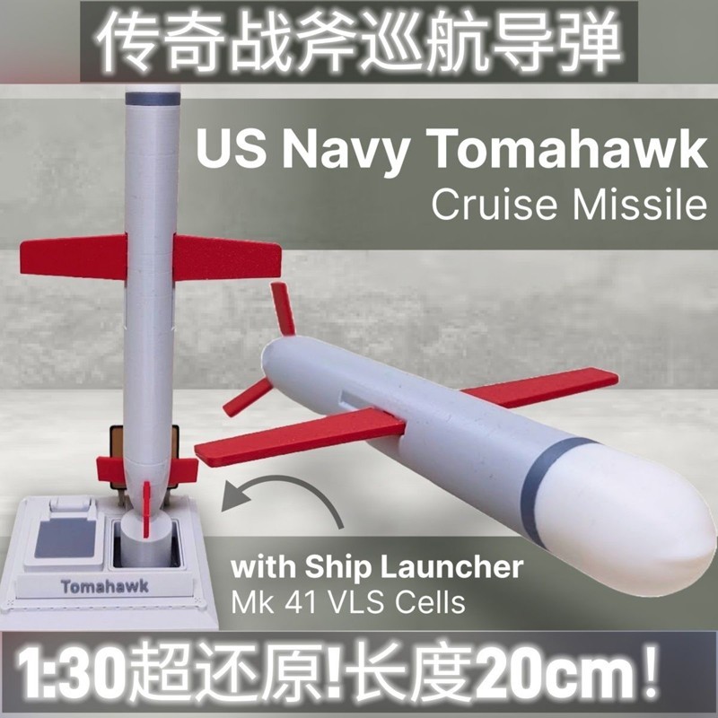 1:30 US Navy Tomahawk Cruise Missile Model 20cm 3D Printed Military Collection