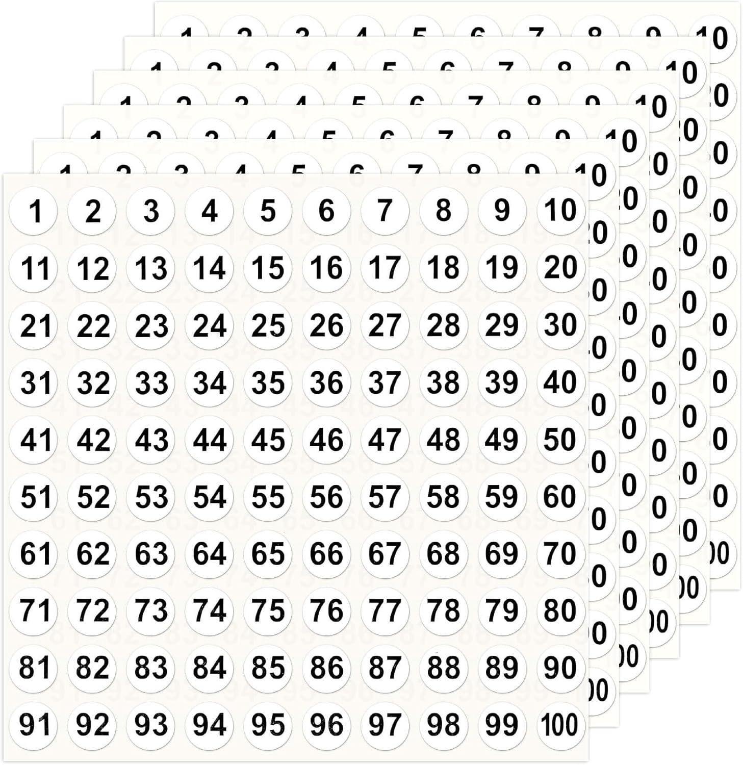 Number Stickers, Number Stickers 1-100, 2500 PCS Vinyl Consecutive Number 25 for