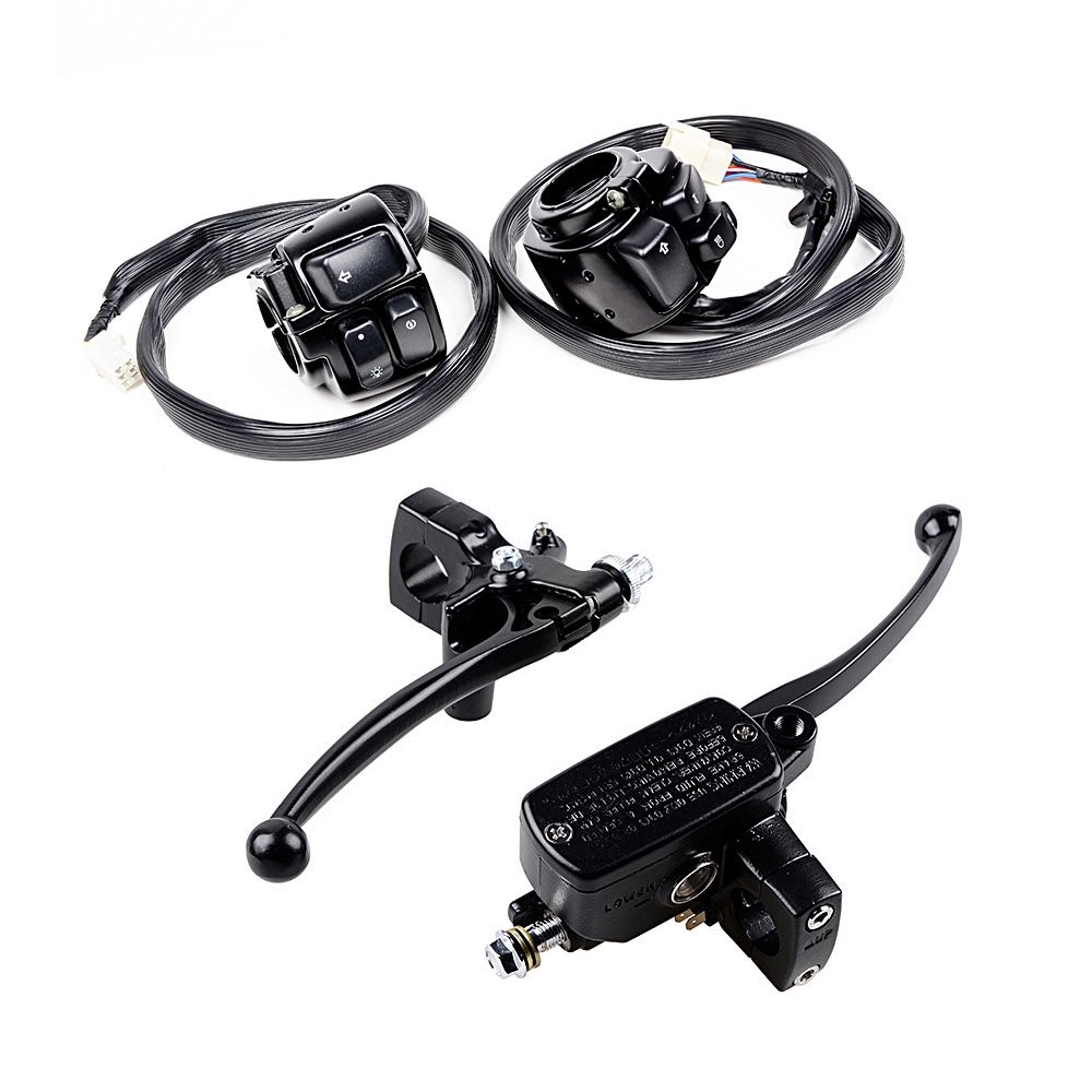 For Harley 1" Switch Controls Housing w/Master Cylinder Brake Clutch Lever Black
