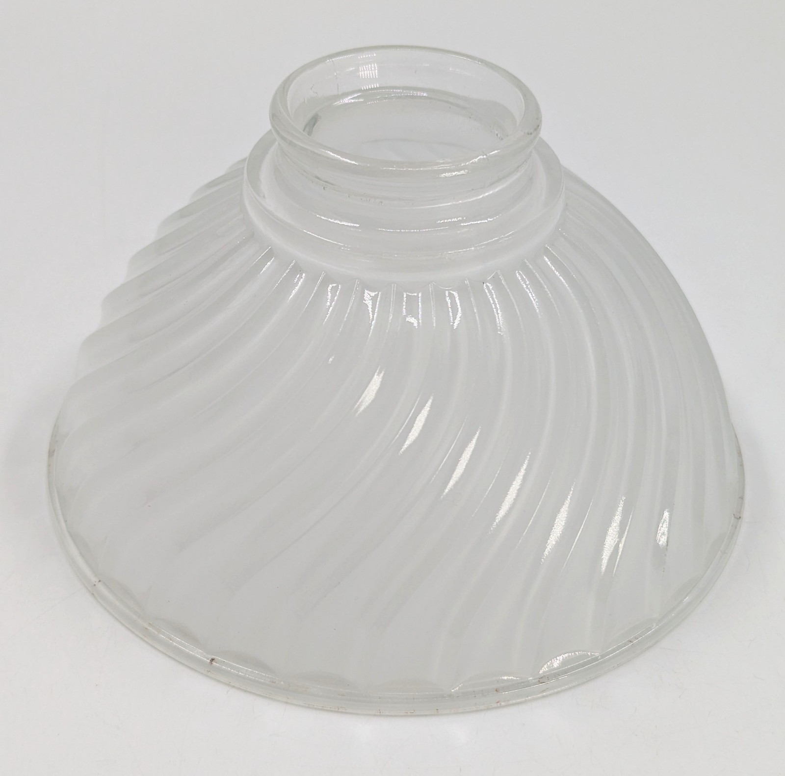 NOS! Frosted Swirl 6-1/2” dia. Low Bowl Glass Light Shade 2-1/4” Fitter VG Cond.