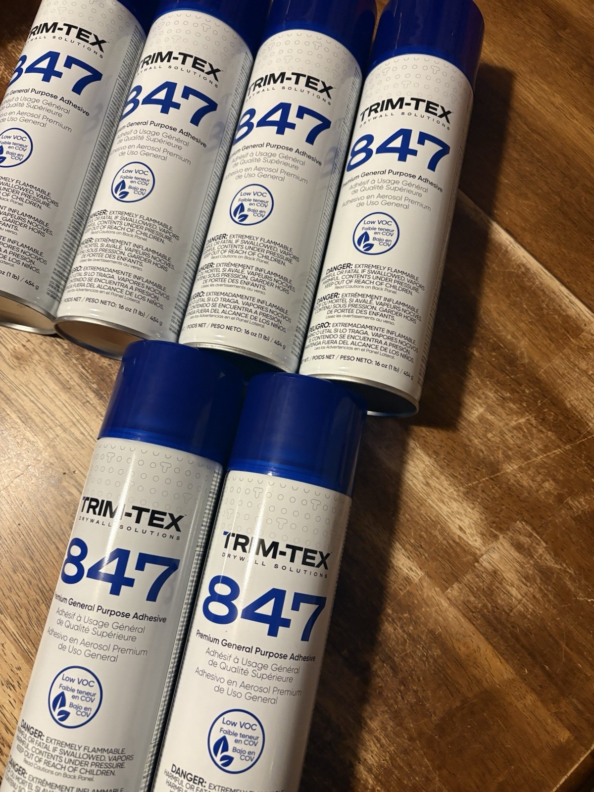 Trim-Tex 847 Spray Adhesive 6 Can Lot. Low Voc. Great Deal!