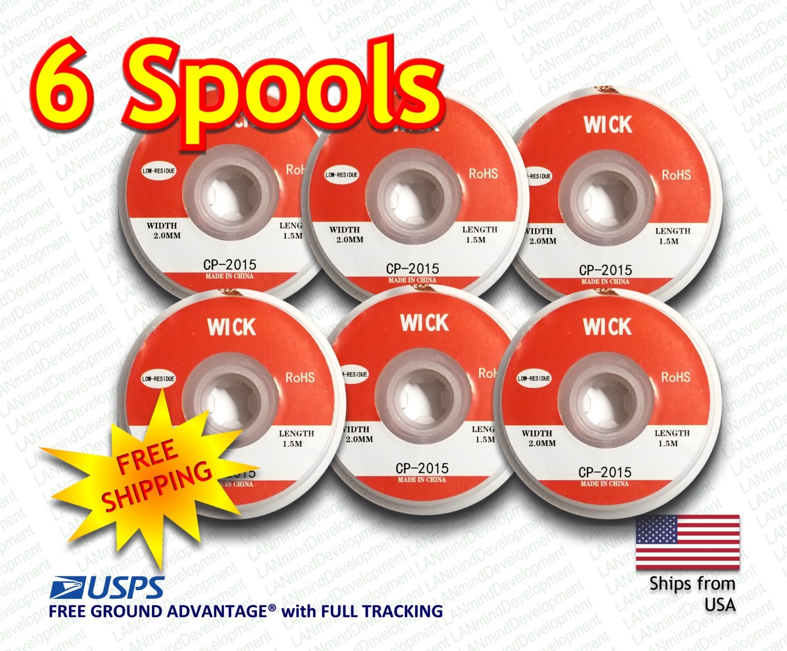 6 PCS. - Durable 2.0 mm x 1.5M Copper Braid Desoldering Solder Removal Wick