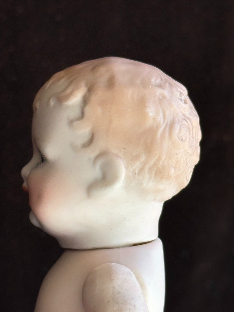 Antique German 4.5" All Bisque Georgene Averill Bonnie Babe Sleepy Eye Baby Doll
