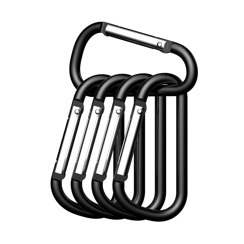 100x Mini Black Carabiners Spring Clip Hook Keychain Key D Ring Hiking Small