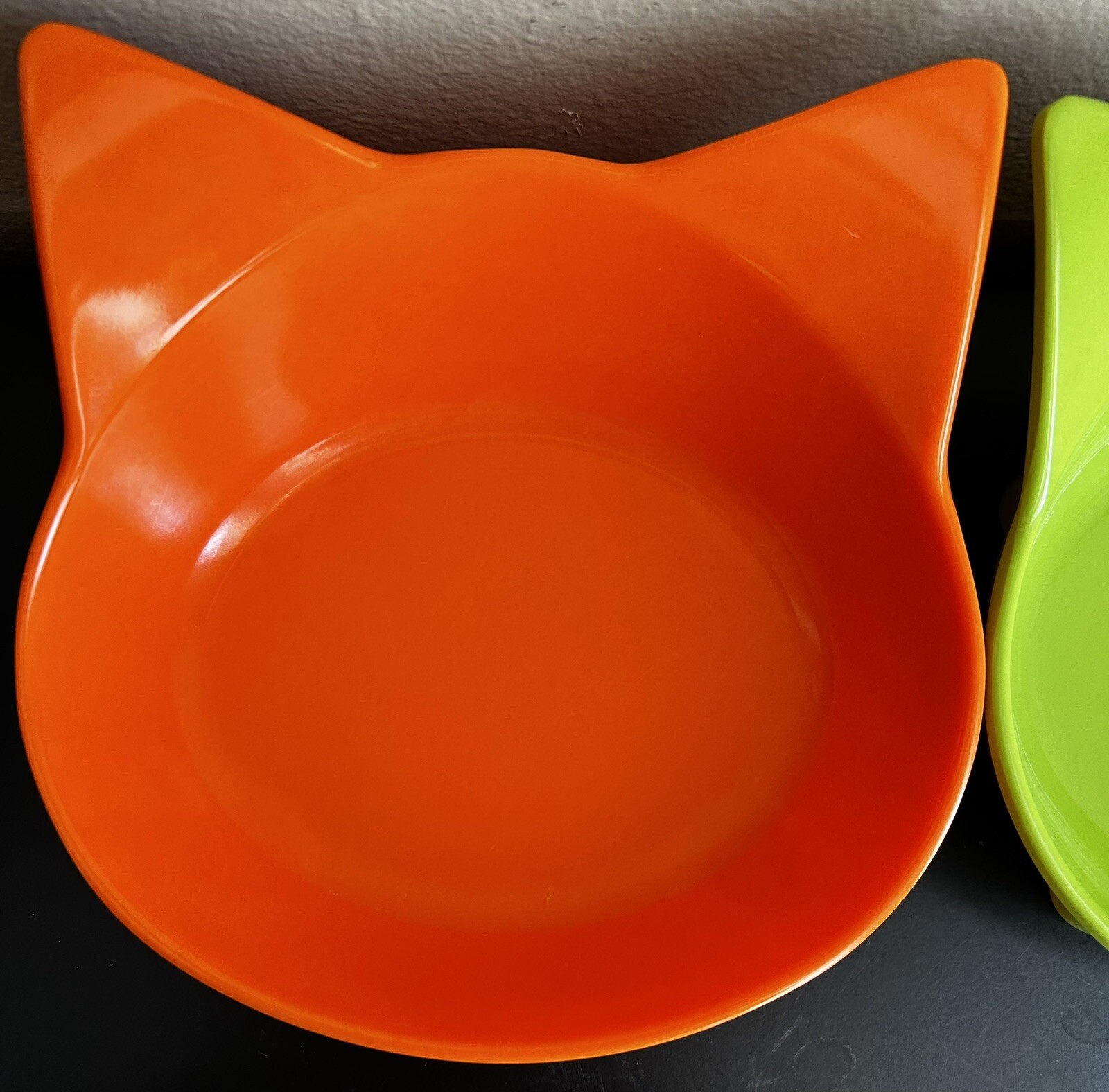 Halloween Kitty Cat Dishes Melamine - Set of 3 Orange Green Yellow