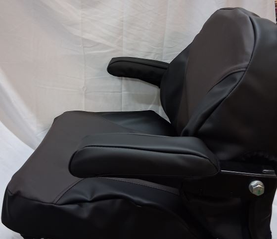 Universal Lawn Mower Seat with Adjustable Armrest in Black and Brown Vinyl.TS101