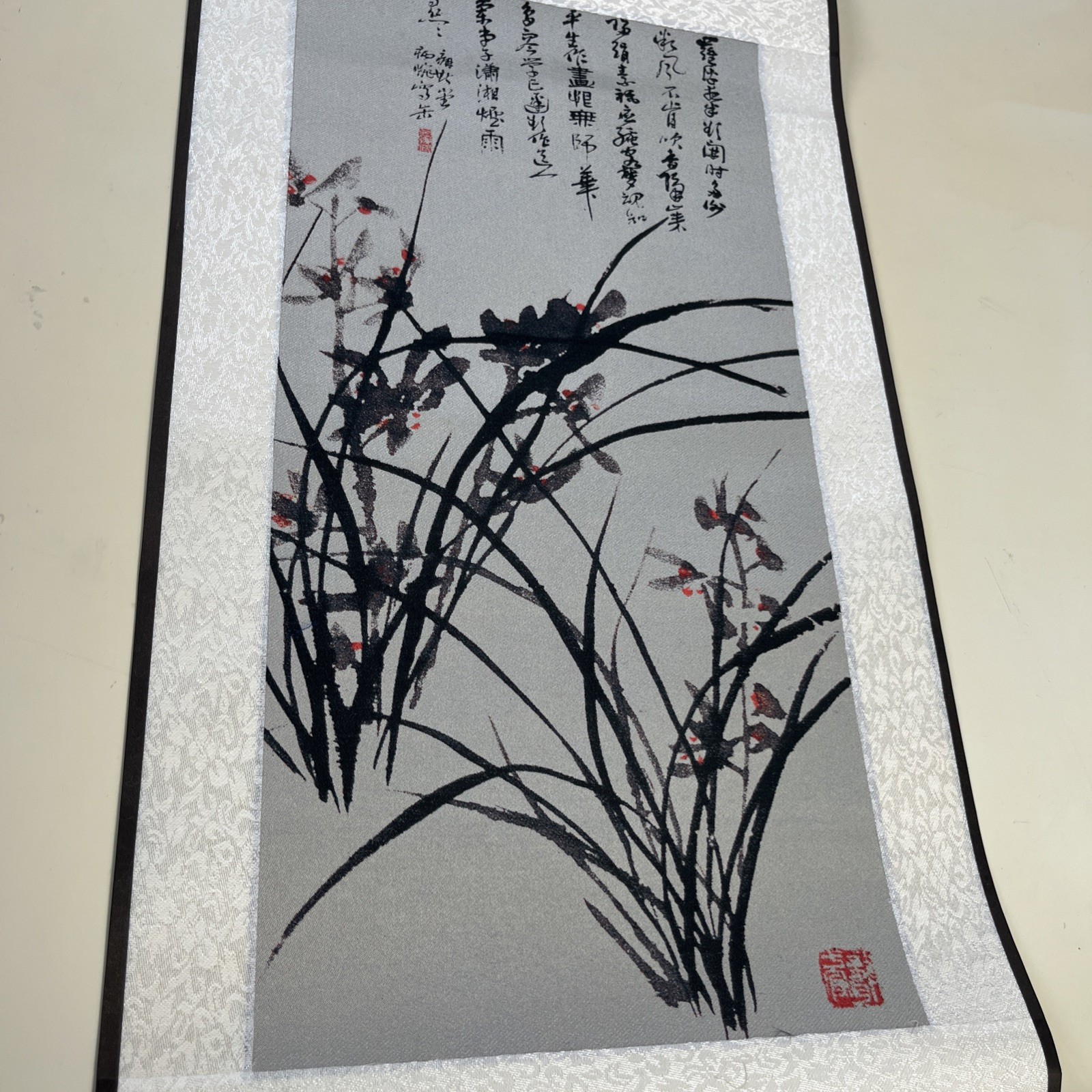 Floral 4 Silk &Brocade Scrolls Based On Wu Changshuo Art Wall Hangings Chinese