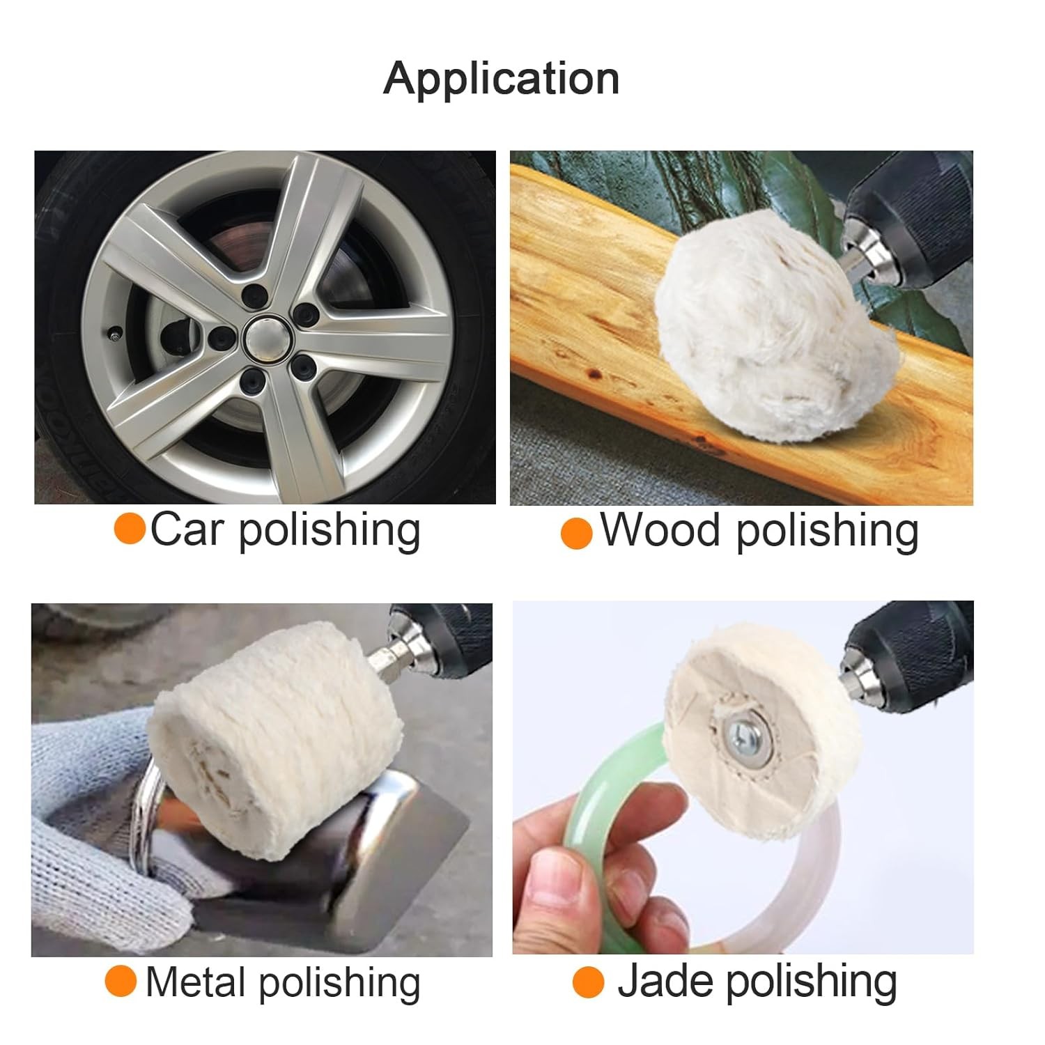 7PCS Cotton Buffing Wheel Kit for Drill Rotary Tool Aluminum Metal Polishing Pad