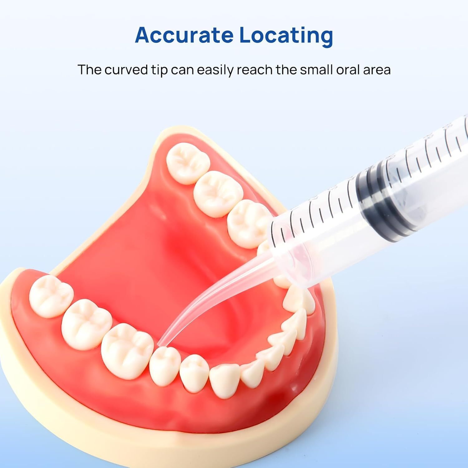 10Pcs Dental Irrigation Syringes Long Curved Tips Syringe Measurement 12CC