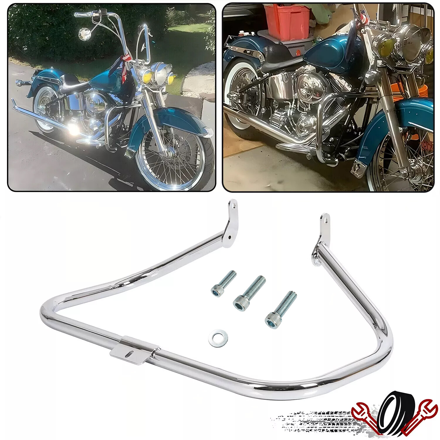 Chrome Highway Engine Guard Crash Bar For 2000-17 Harley Heritage Softail FatBoy
