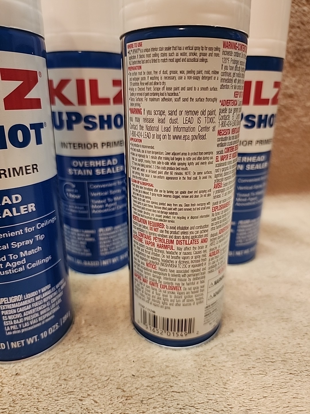 Lot of 5: KILZ UPSHOT OVERHEAD STAIN SEALER White Oil Based Primer 10oz. #11748