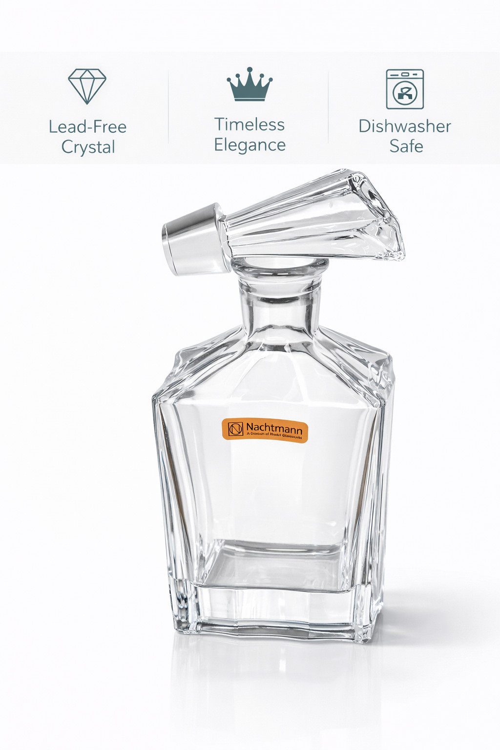 Nachtmann Aspen 7-Piece Whisky Decanter & Tumbler Set Lead-Free Crystal, 6 Glass