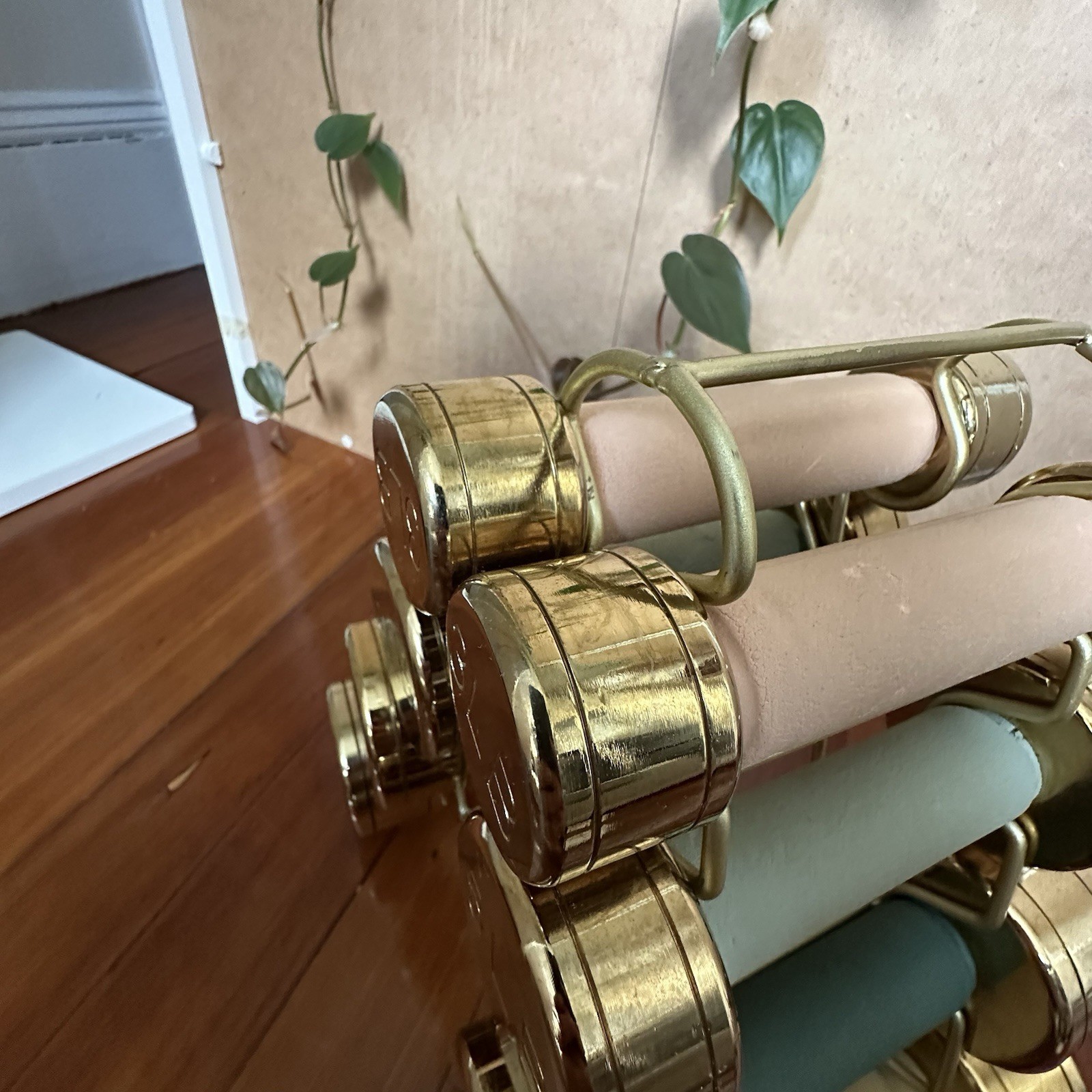 Blogilates Rare Discontinued Gold Dumbbell Weights 3lbs 5lbs 8lbs 10lbs Full Set