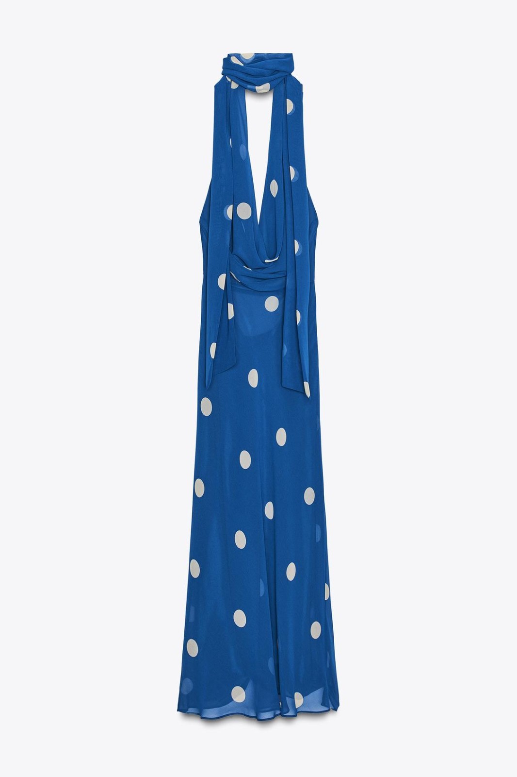 ZARA NEW FW25 PRINTED POLKA DOT MIDI DRESS Blue / White 8410/430_M,L