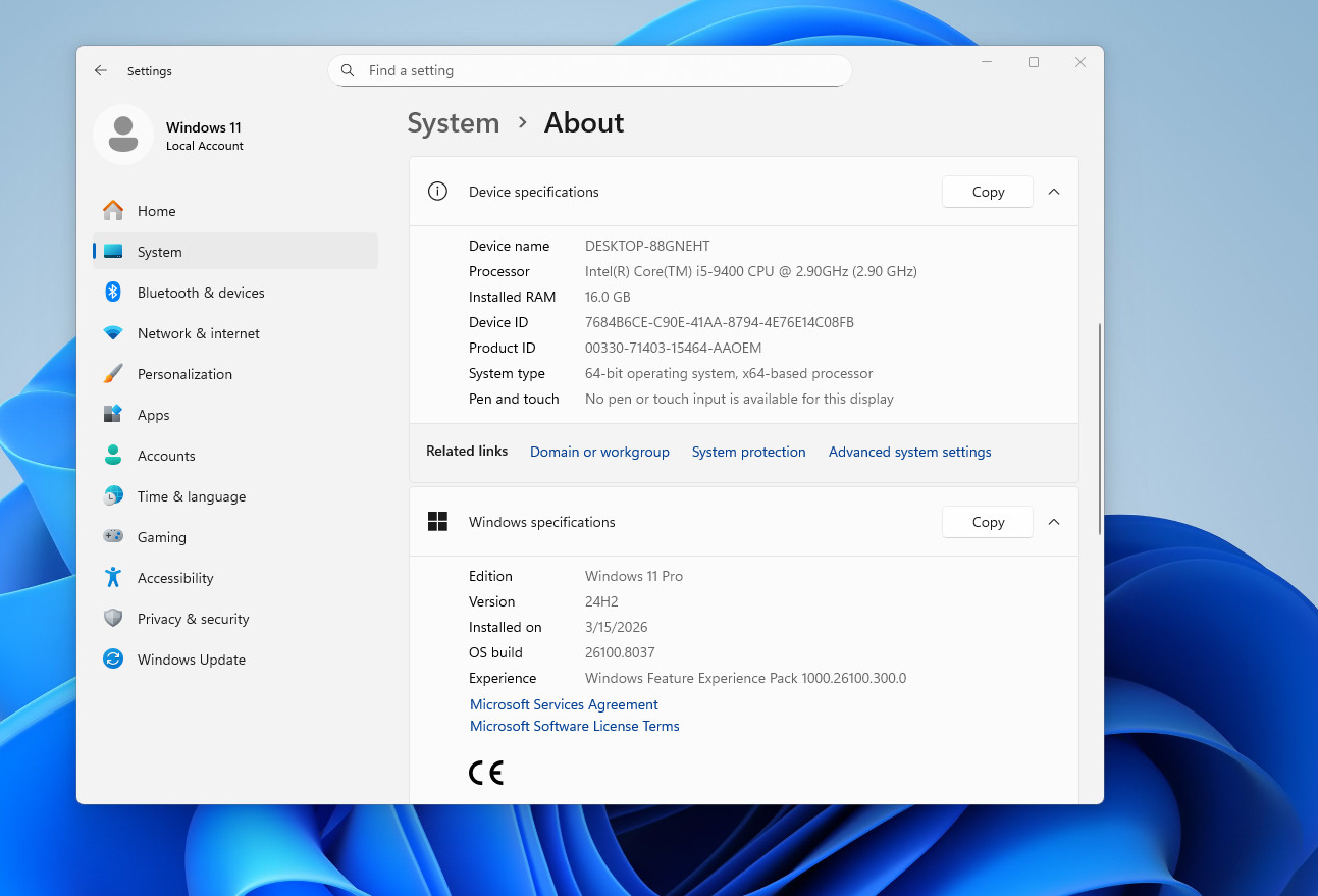ASUS PRIME H310M-C R2.0 MOTHERBOARD + i5-9400 + 16GB + 256GB NVMe + WIN 11 PRO