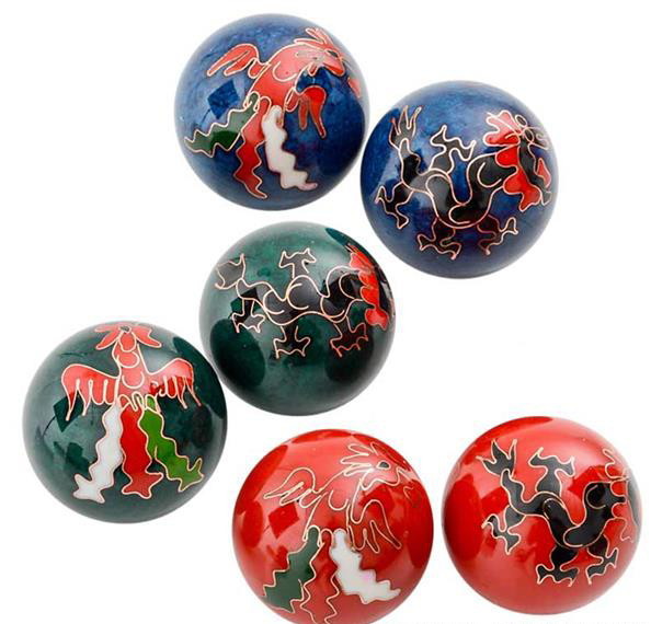 2 SETS CHINESE HEALTH STRESS RELIEF BAODING BALLS THERAPY DRAGON FREE SHIPPING