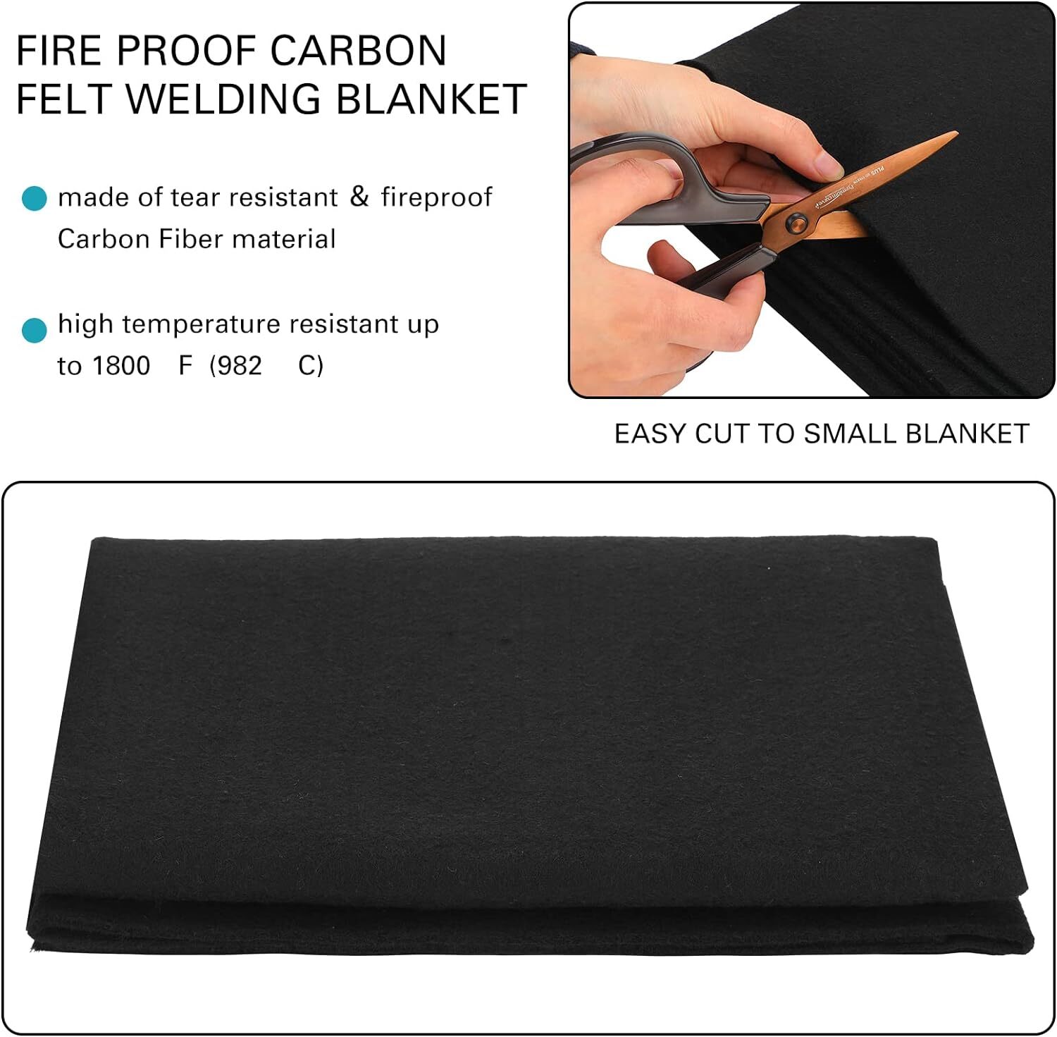 18" X 24" × 1/4" High Temp Carbon Fiber Welding Protective Blanket Heat Shield