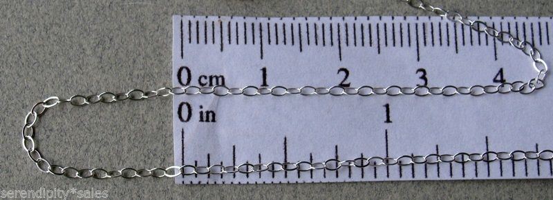 .925 SOLID Sterling SILVER Flat Cable Chain 1.3mm by-the-Foot ~ You Pick Length