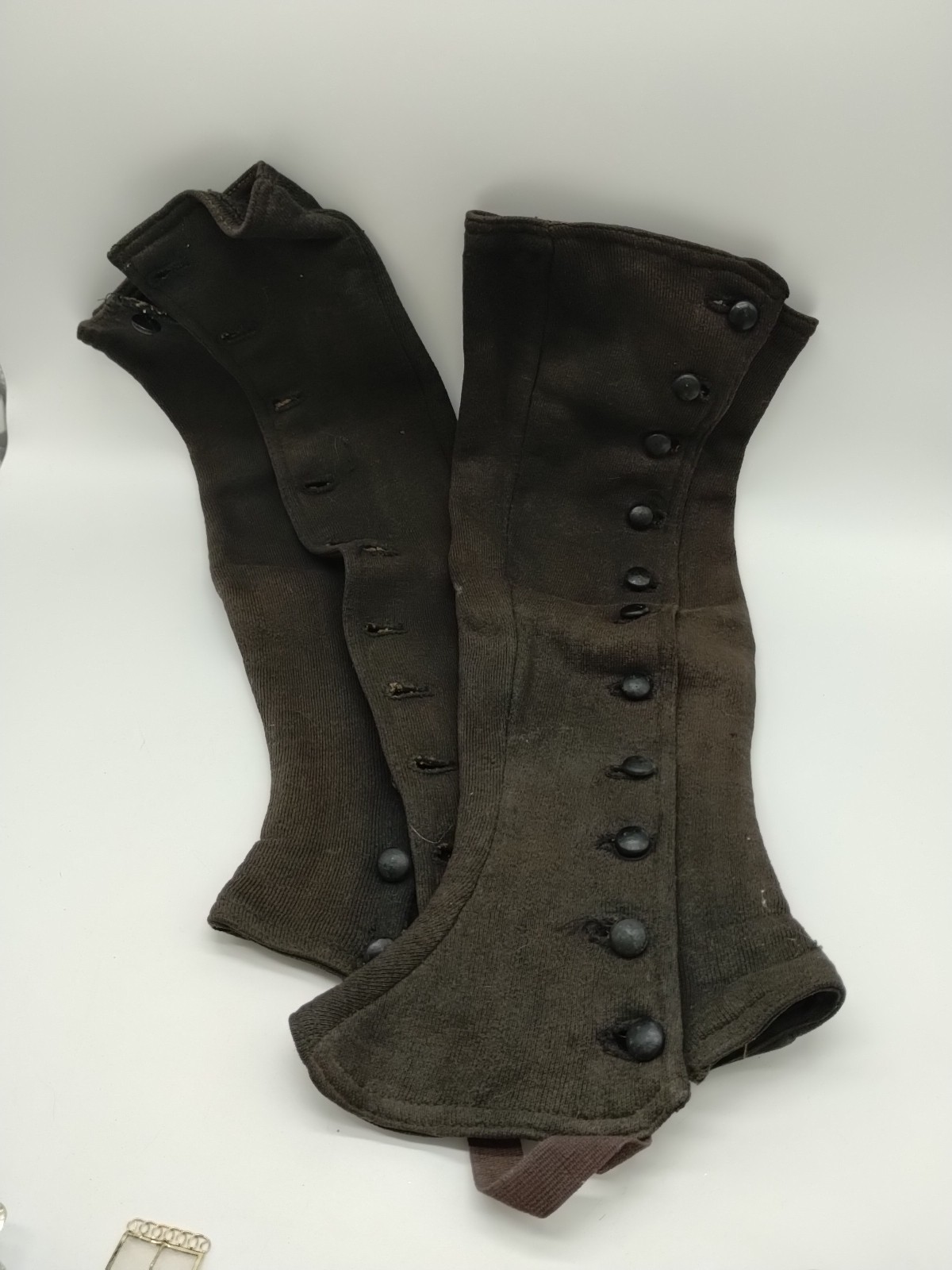 Pair Of Antique Vintage Victorian Wool Felt Brown Boot Spats