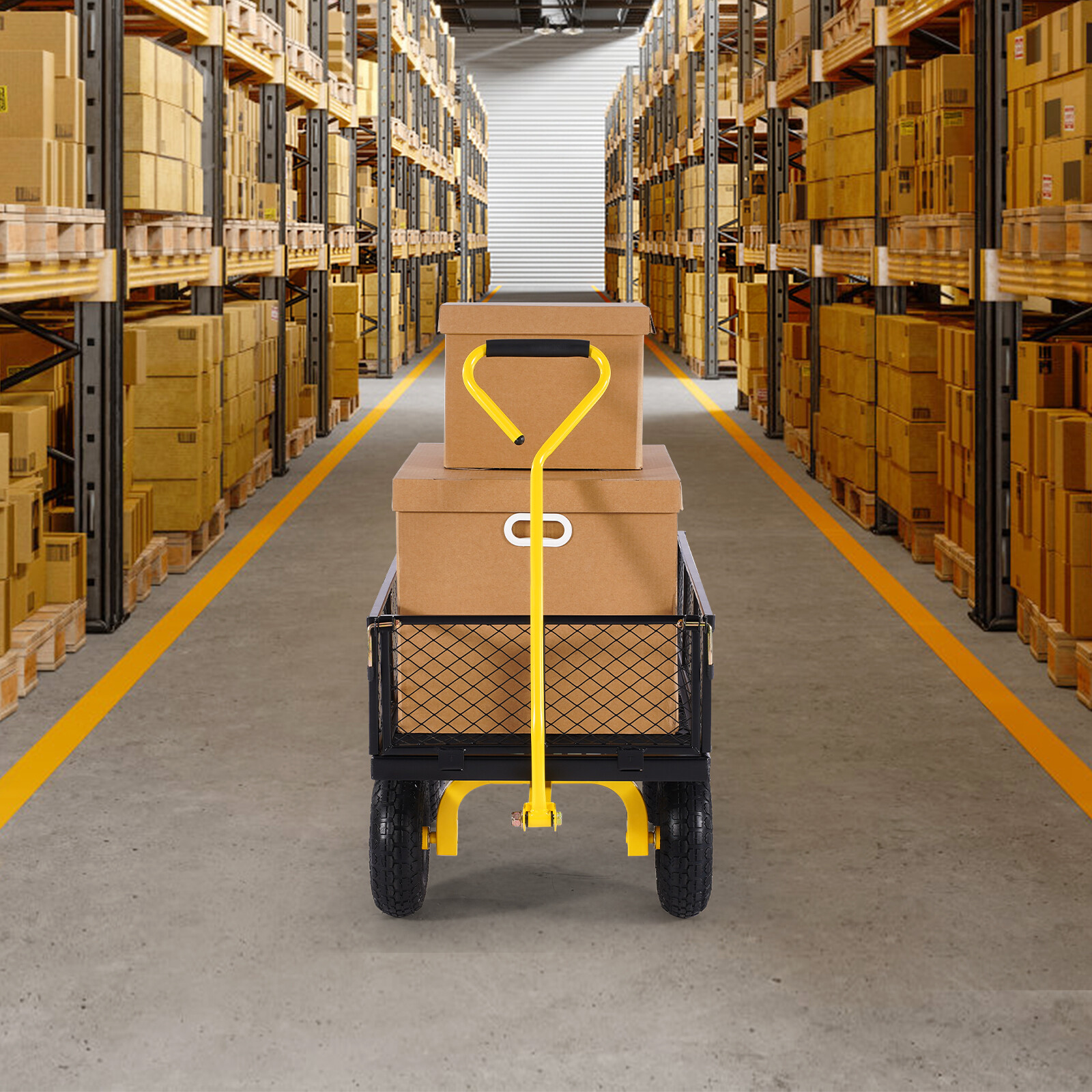 Steel Garden Cart 900lb Capacity Heavy Duty Yard Wagon Utility Cart 10in Tires