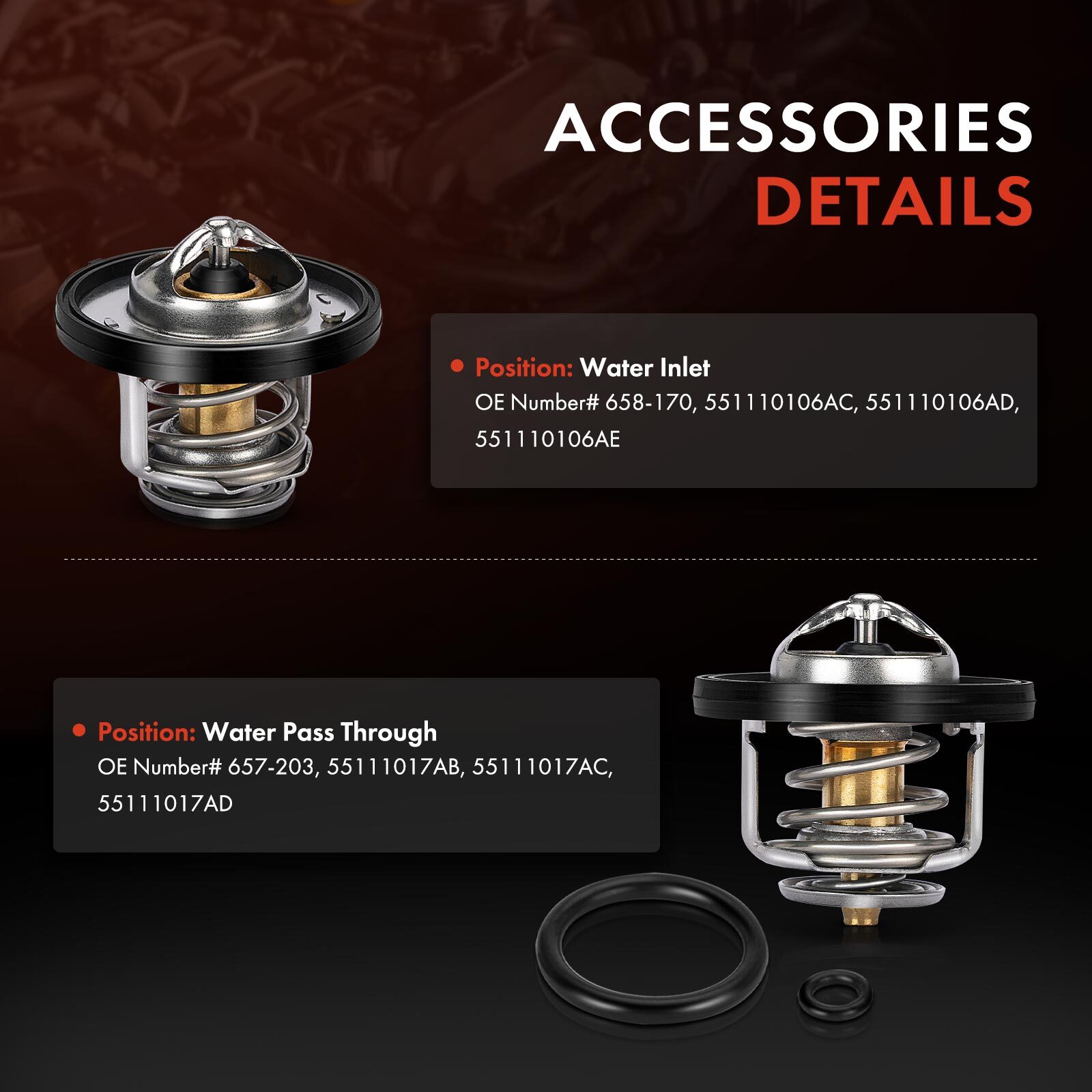 2x Engine Coolant Thermostat for Dodge Avenger 2008-2014 Jeep Compass 2007-2017