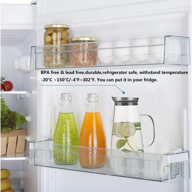 50oz/1500ml Glass Pitcher with Handle and Stainless Steel Silicone Filter Lid