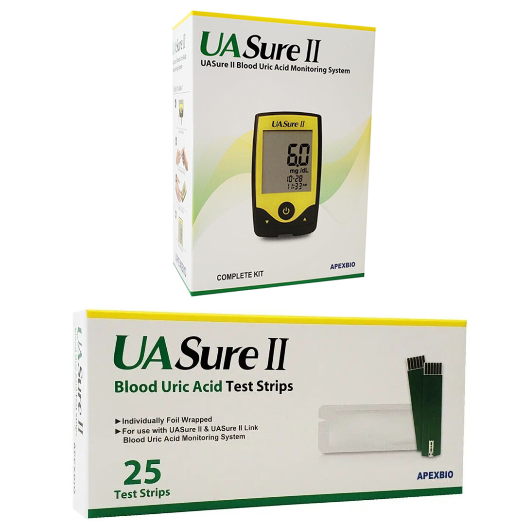 UASure II Uric Acid Meter Test Kit Uric Acid Gout - Tool & 25 Test Strips