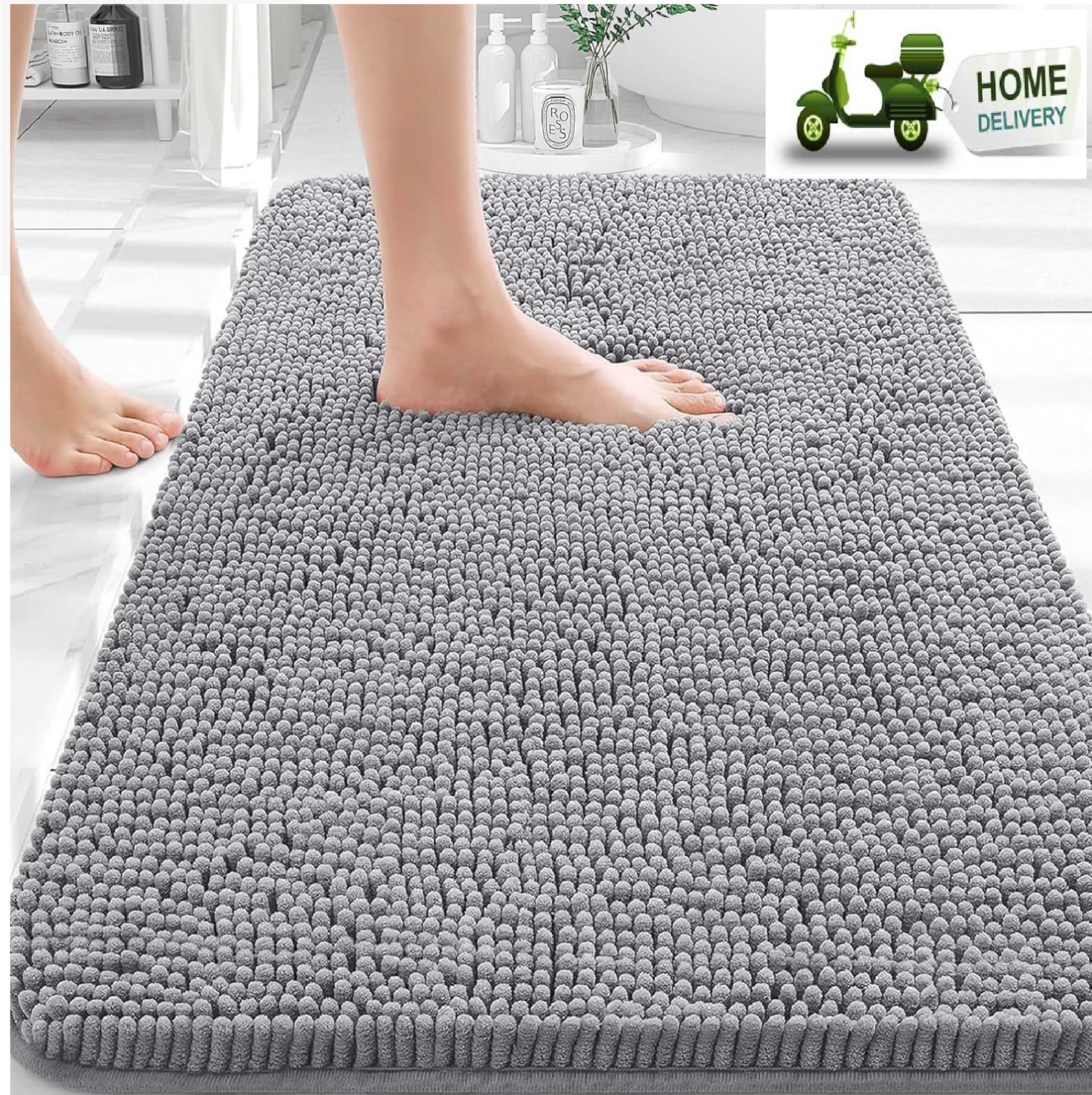 OLANLY Bathroom Rugs 30X20, Extra Soft Absorbent Chenille Bath Rugs, Rubber Back