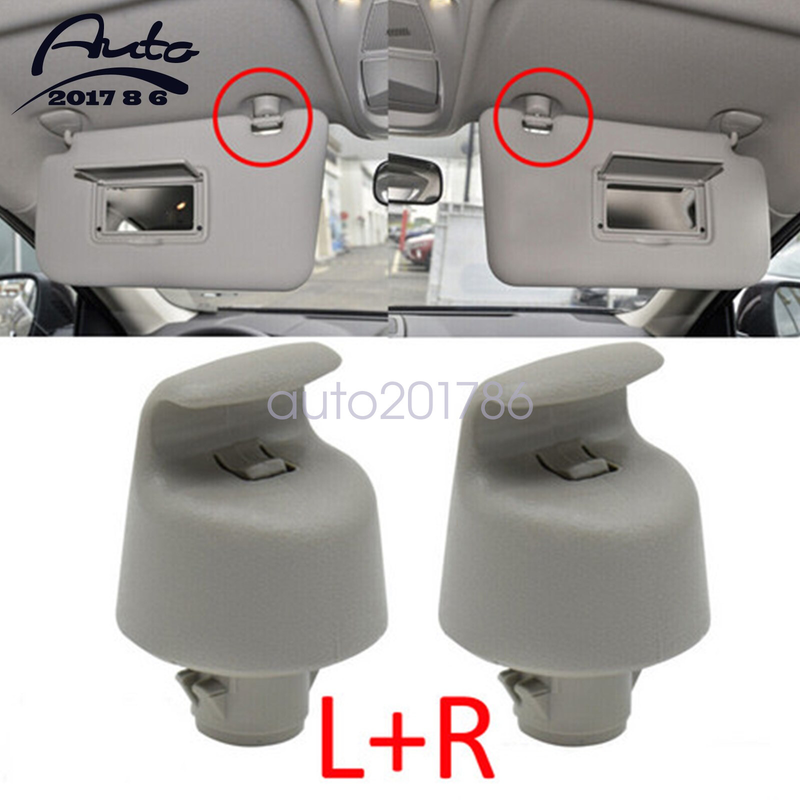 2X Sun Visor Bracket Clip For Nissan Murano Rogue Pathfinder Altima Grey