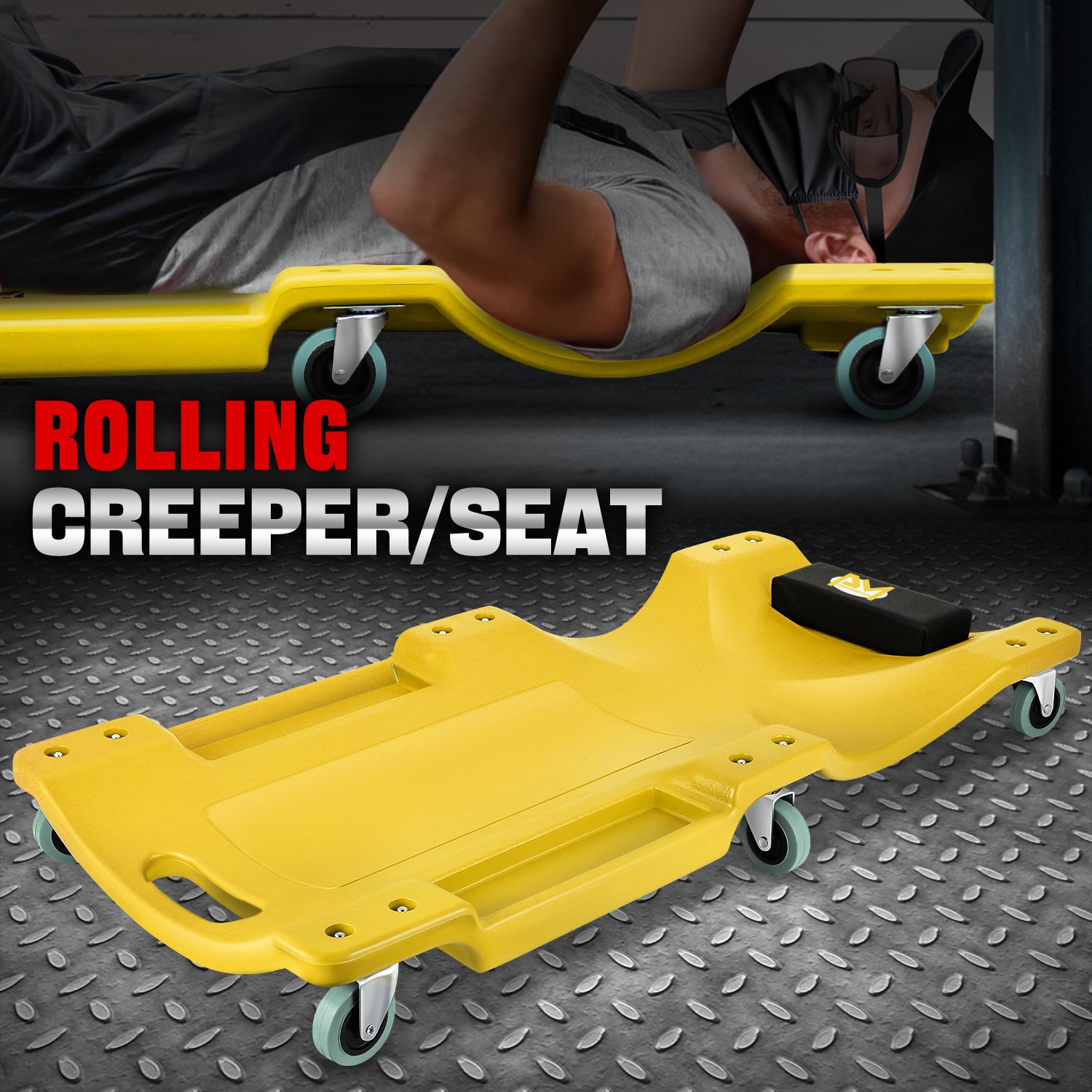 40"in Low Profile Mechanic Rolling Creeper Automative Garage Shop Repair Yellow
