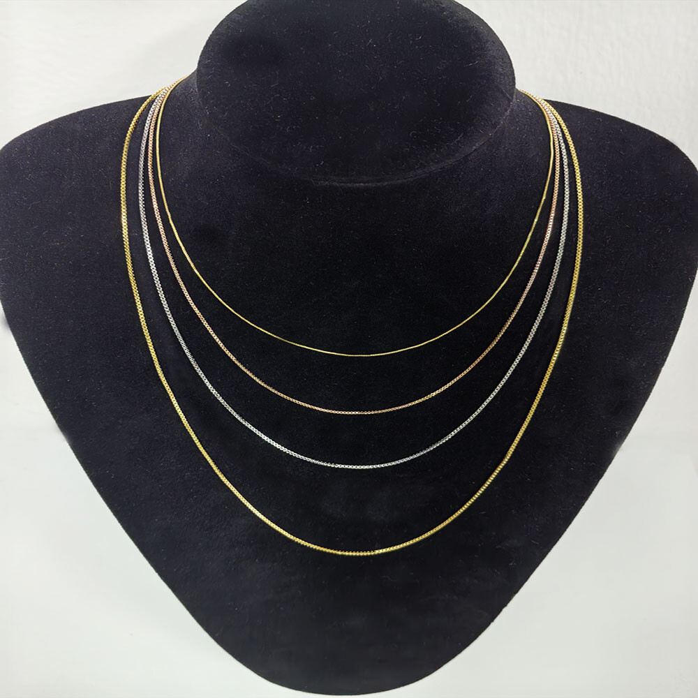 14k REAL Yellow Gold Solid Box Link Chain Necklace with Lobster Claw Clasp Gift