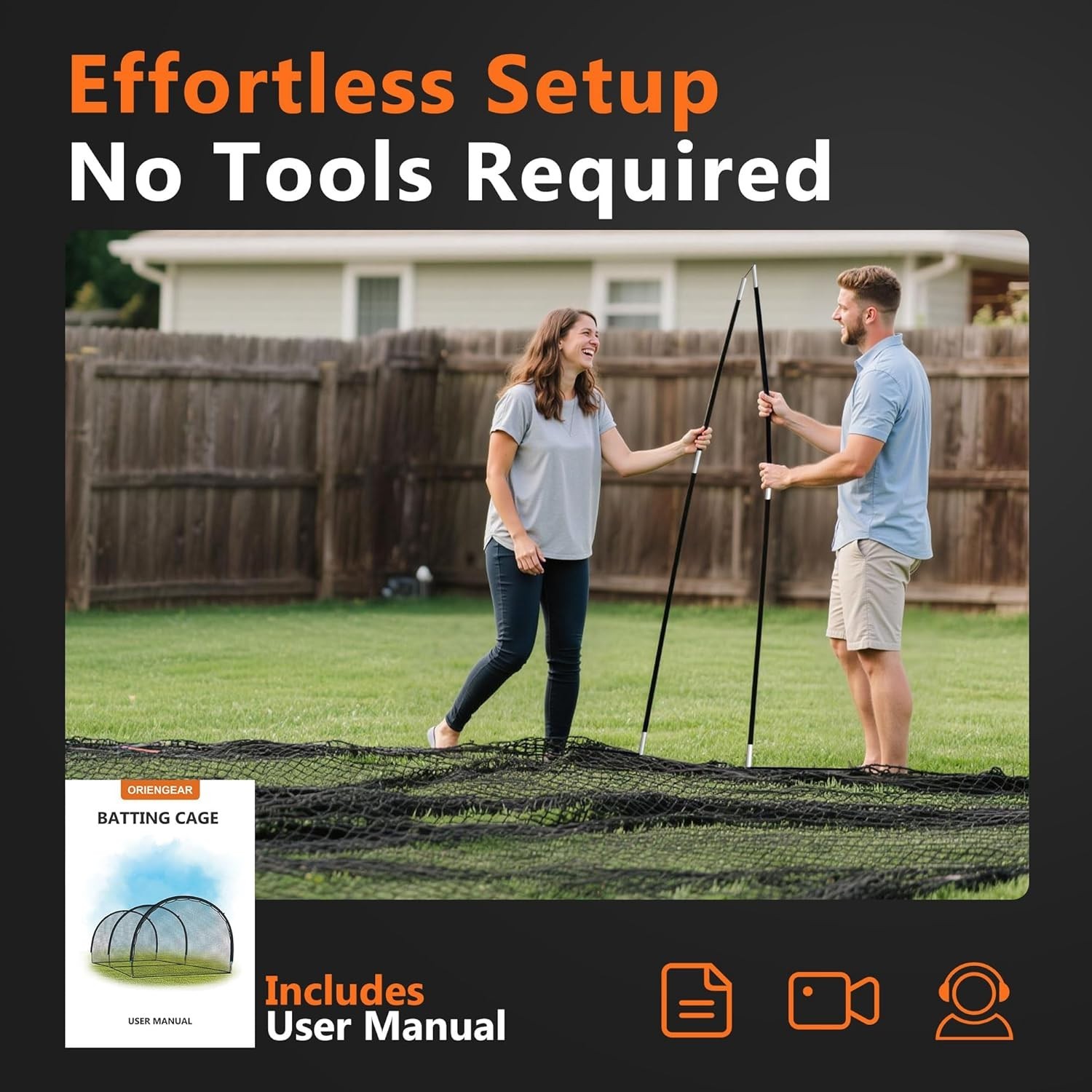 Baseball Batting Cage 13/20/30ft for Backyard, Baseball Training Equipment Ne...