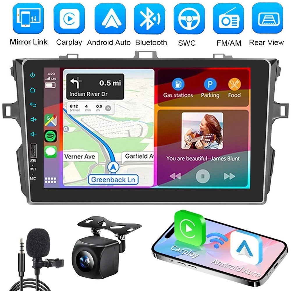 For Toyota Corolla 2009-2013 Android auto Apple CarPlay Car Stereo Radio GPS Nav
