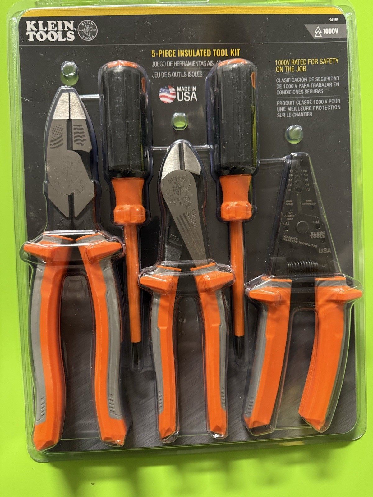 NEW Klein Tools 1000V 5-Piece Insulated Tool Kit Safety 9415R