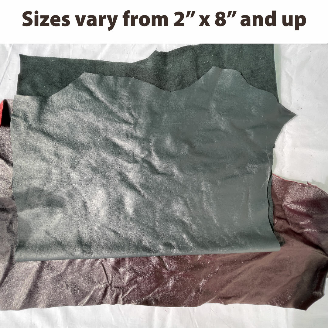 Premium Cowhide Leather Scraps 2 lb. Bag - 3 to 5 Leather Pieces Per Bag