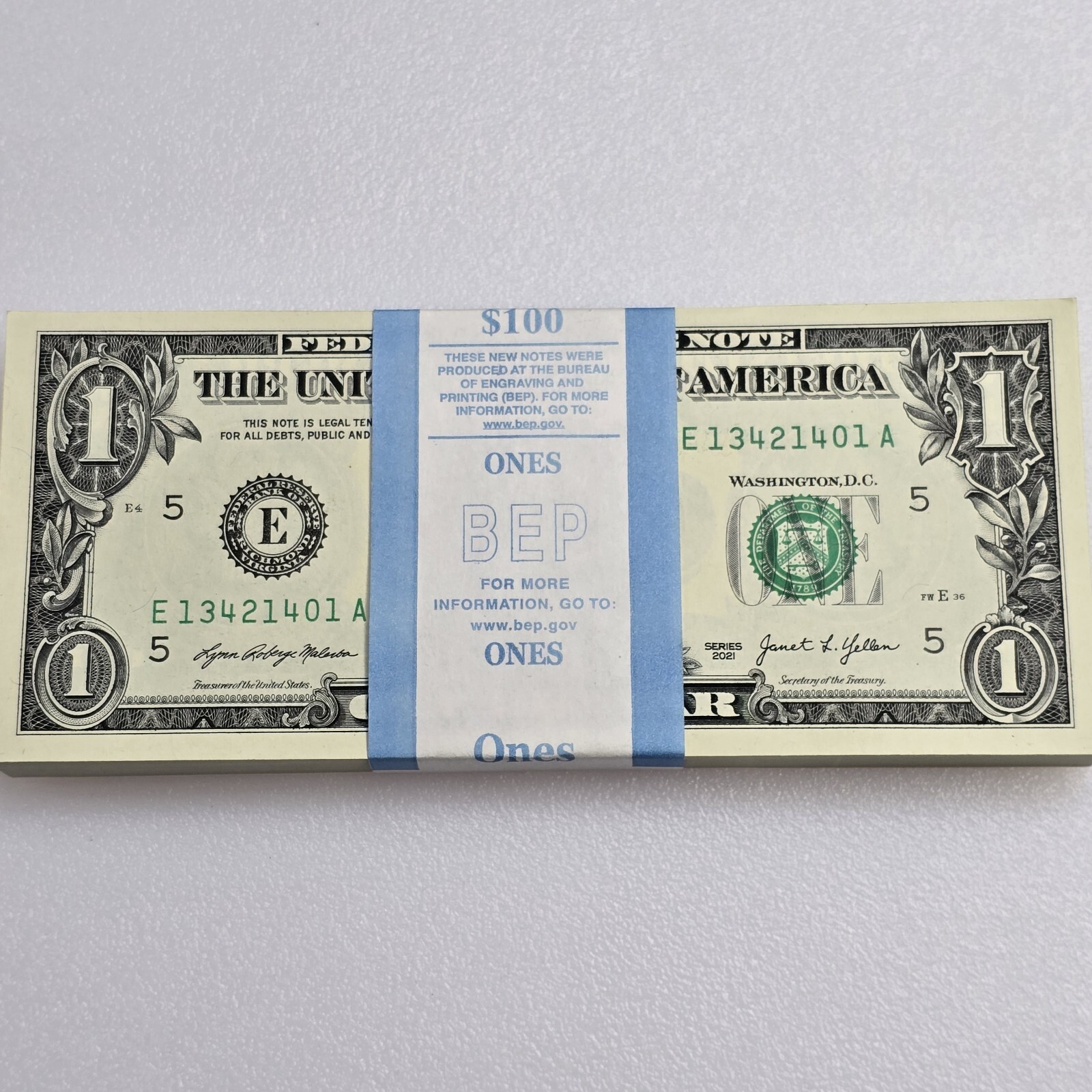 NEW 2021 Series Uncirculated Sequential ONE DOLLAR $1 Bills Lot of 10 From BEP