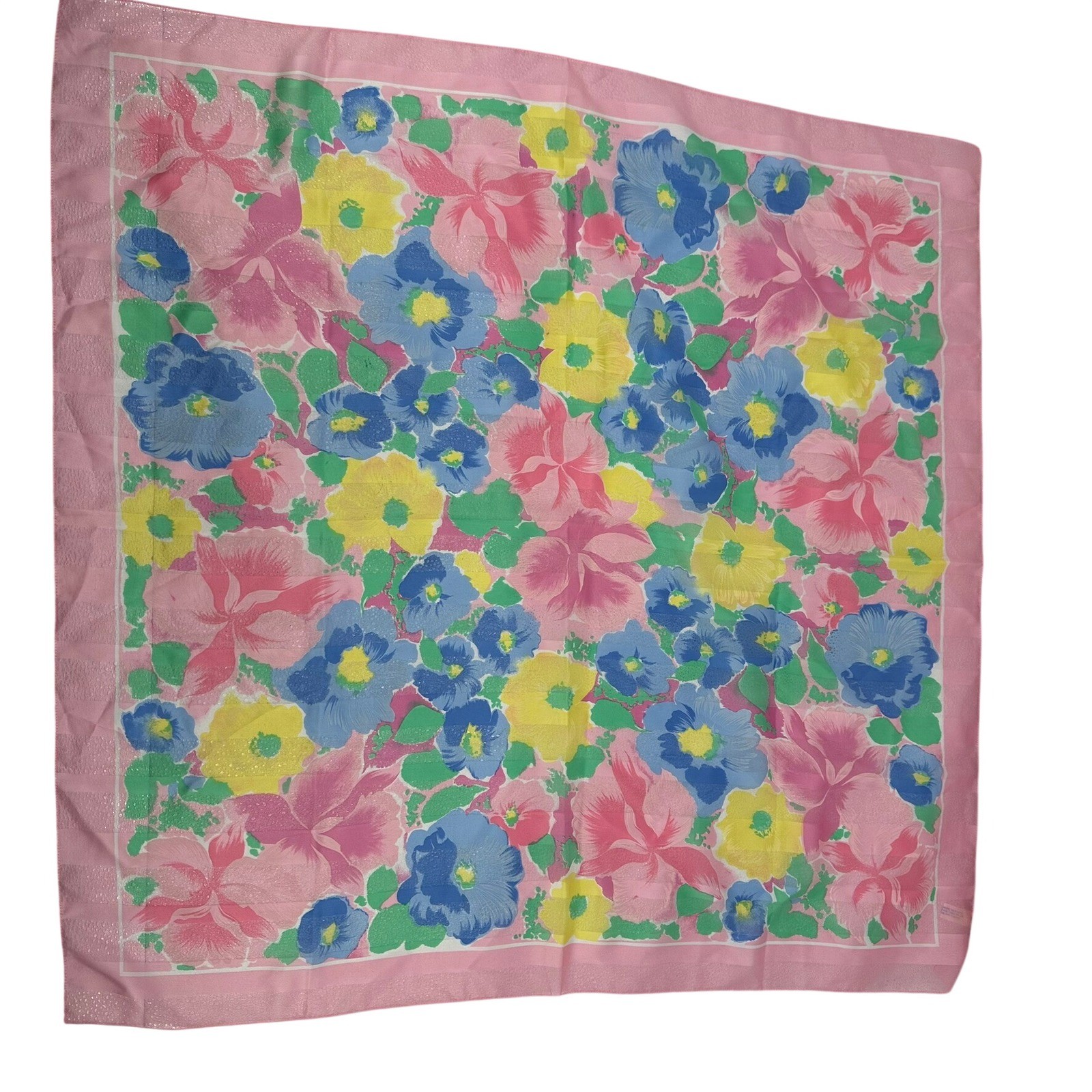 Womens Vintage Italian Scarf Coquette Cottagecore Floral Garden Spring Botanical