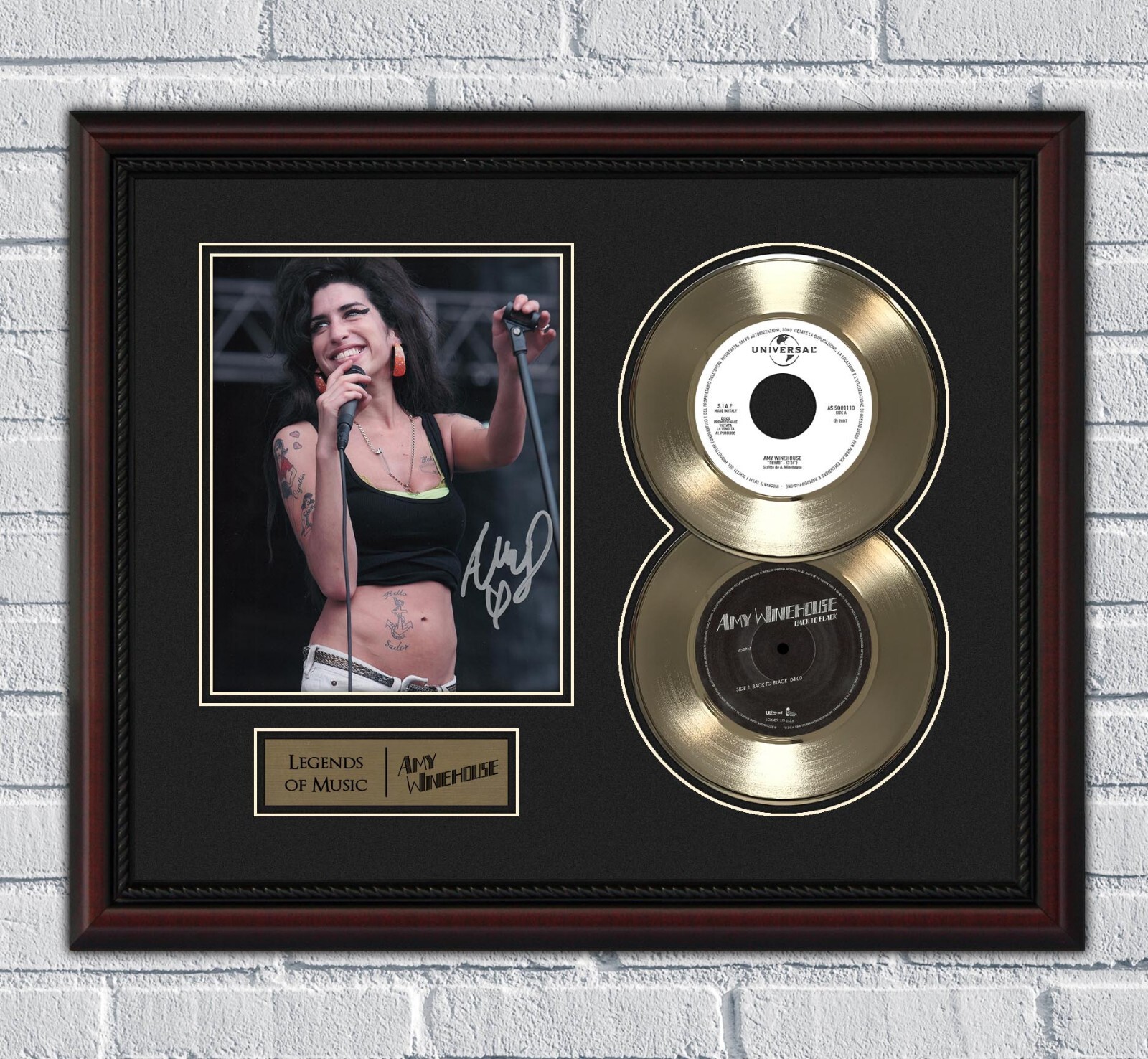 Amy Winehouse Framed Gold or Platinum 45 Record w/ Reproduction Signatures