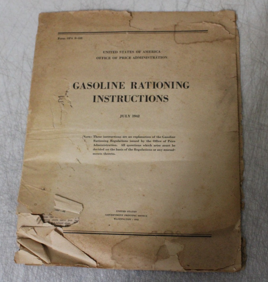 Vintage WWII Form OPA R-538 July 1942 Gasoline Rationing Instructions