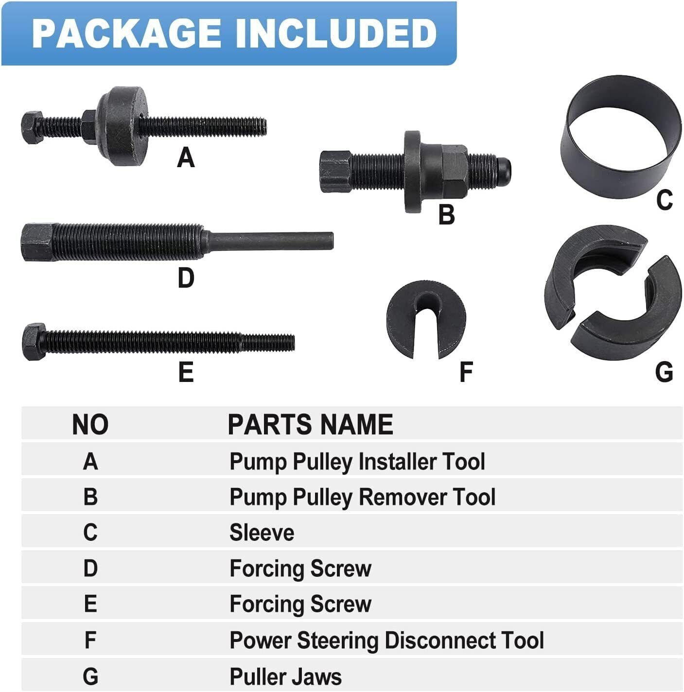 SZ7303B Power Steering Pump Pulley Puller Remover Install Tool Kit for GM Ford
