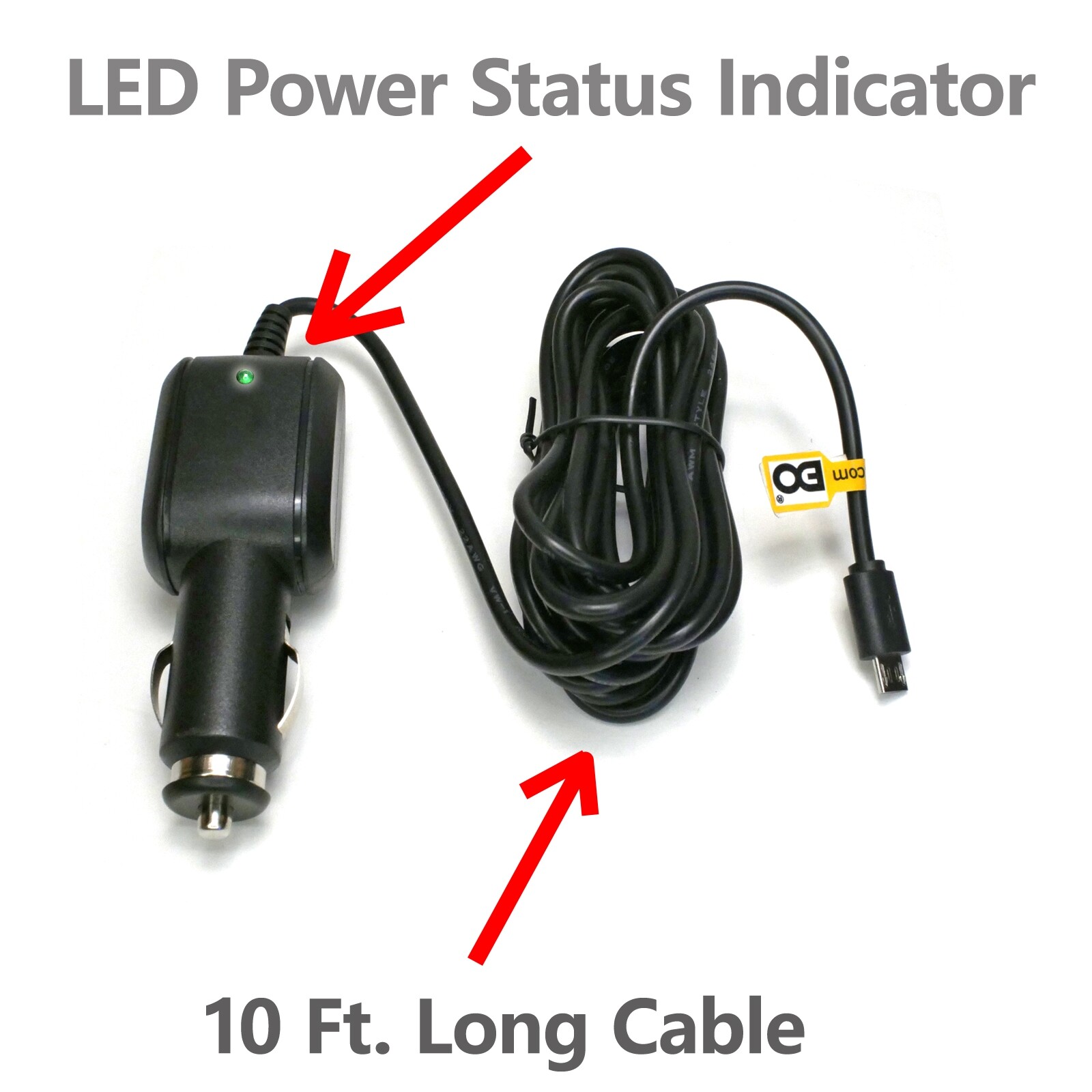 10 ft Vehicle USB Car Charger Power Cord for Rand McNally TND750 Truck GPS 5V 2A