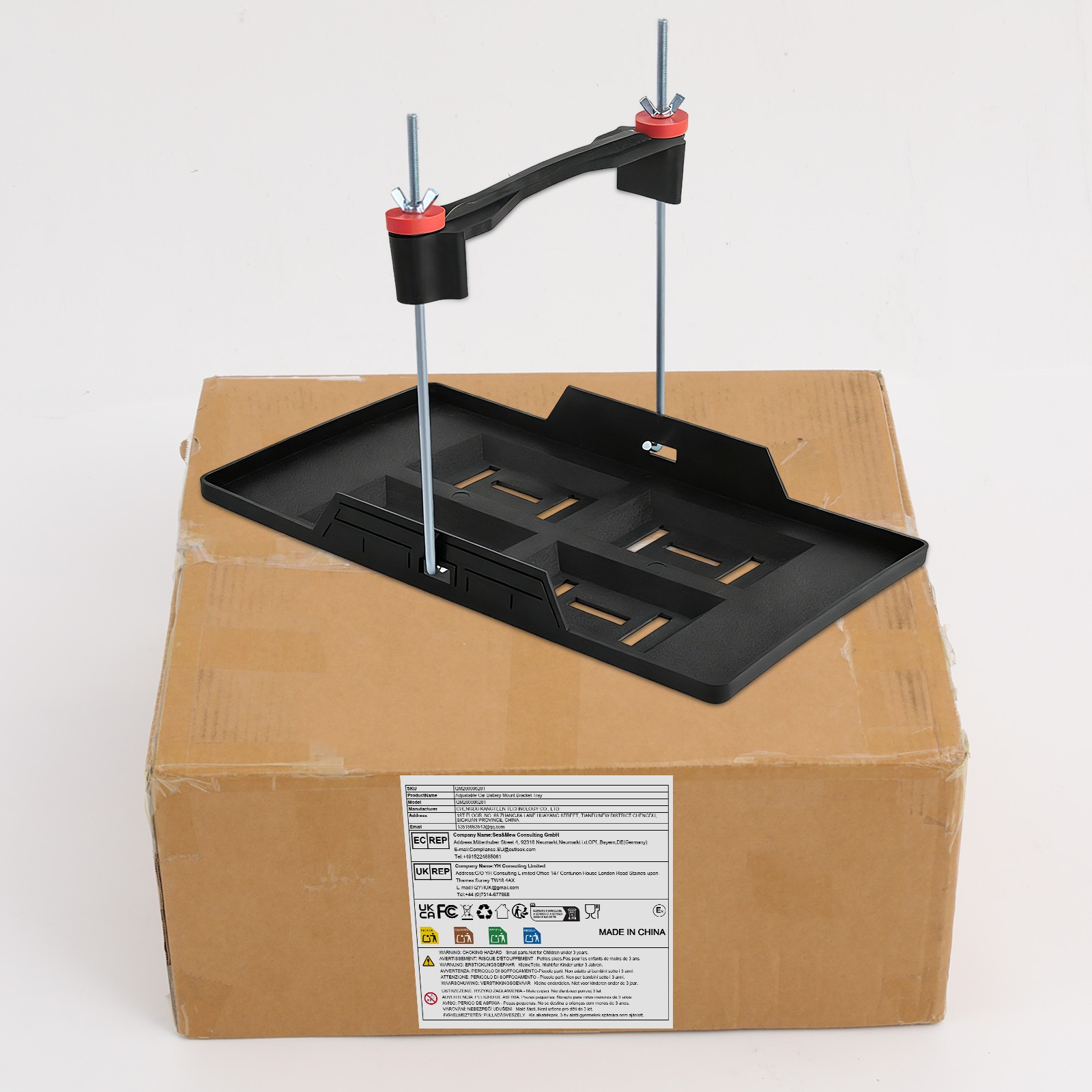 Car Storage Battery Holder Hold Down Tray Adjustable Bracket 25cm Screw Rod