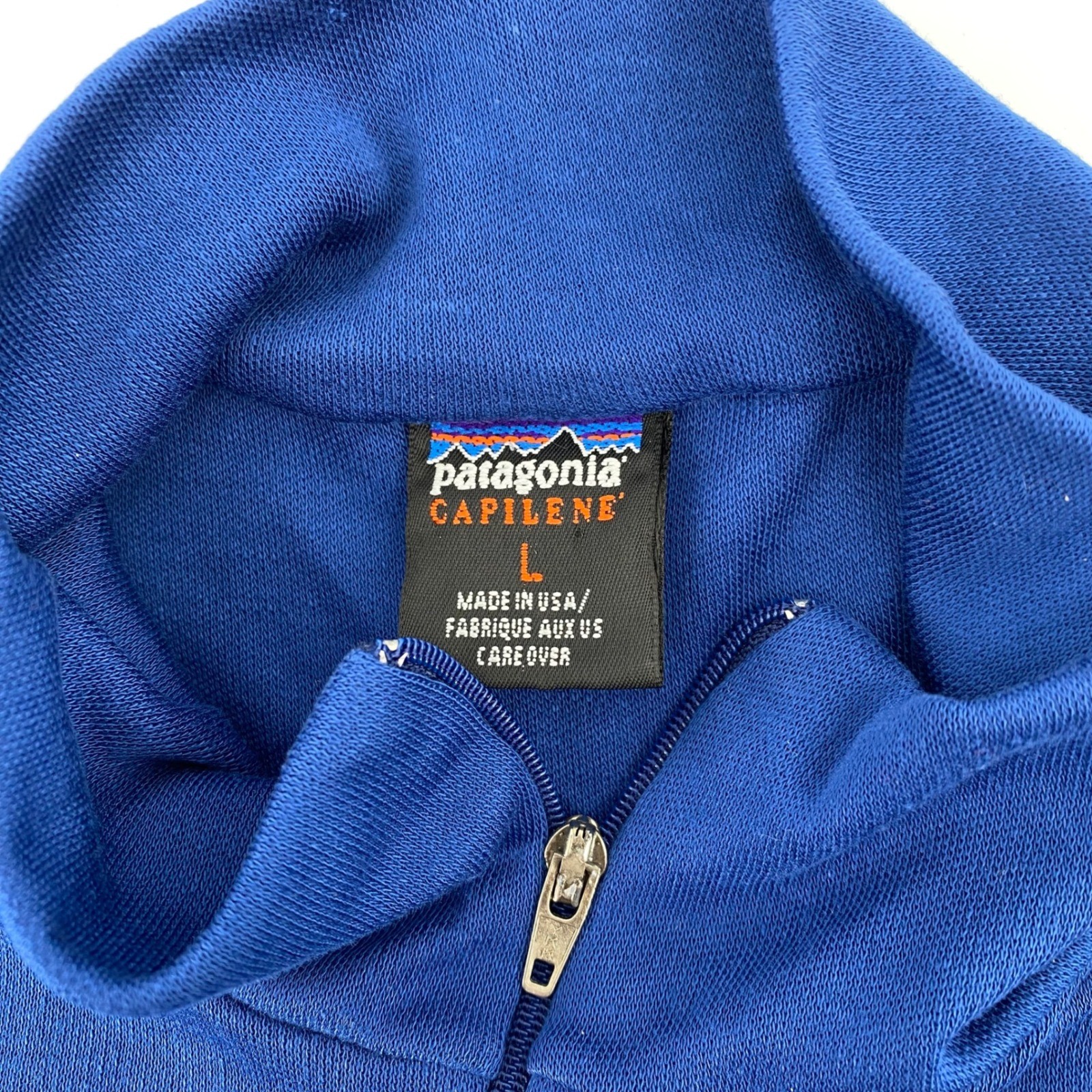 Patagonia Capilene Mens L Blue Pullover Half Zip Long Sleeve Shirt Top Vintage