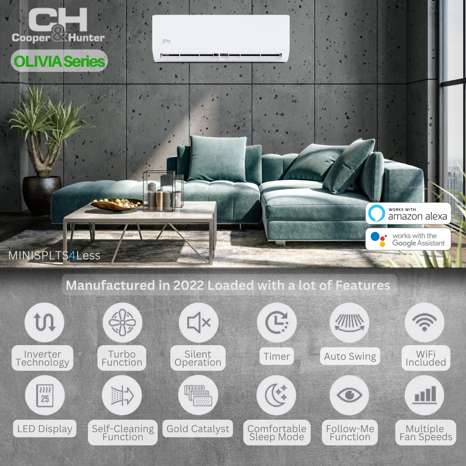 18000 BTU 230V Dual 2 Zone Mini Split Heat Pump Air Conditioner 22.5 SEER