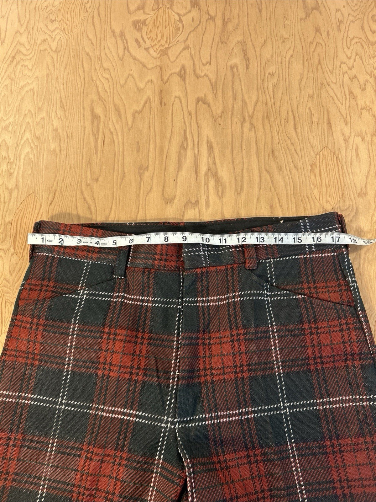 VTG 70s Farah Polyester Pants High Waist Wide Leg Disco Mens Size 34x29 Plaid