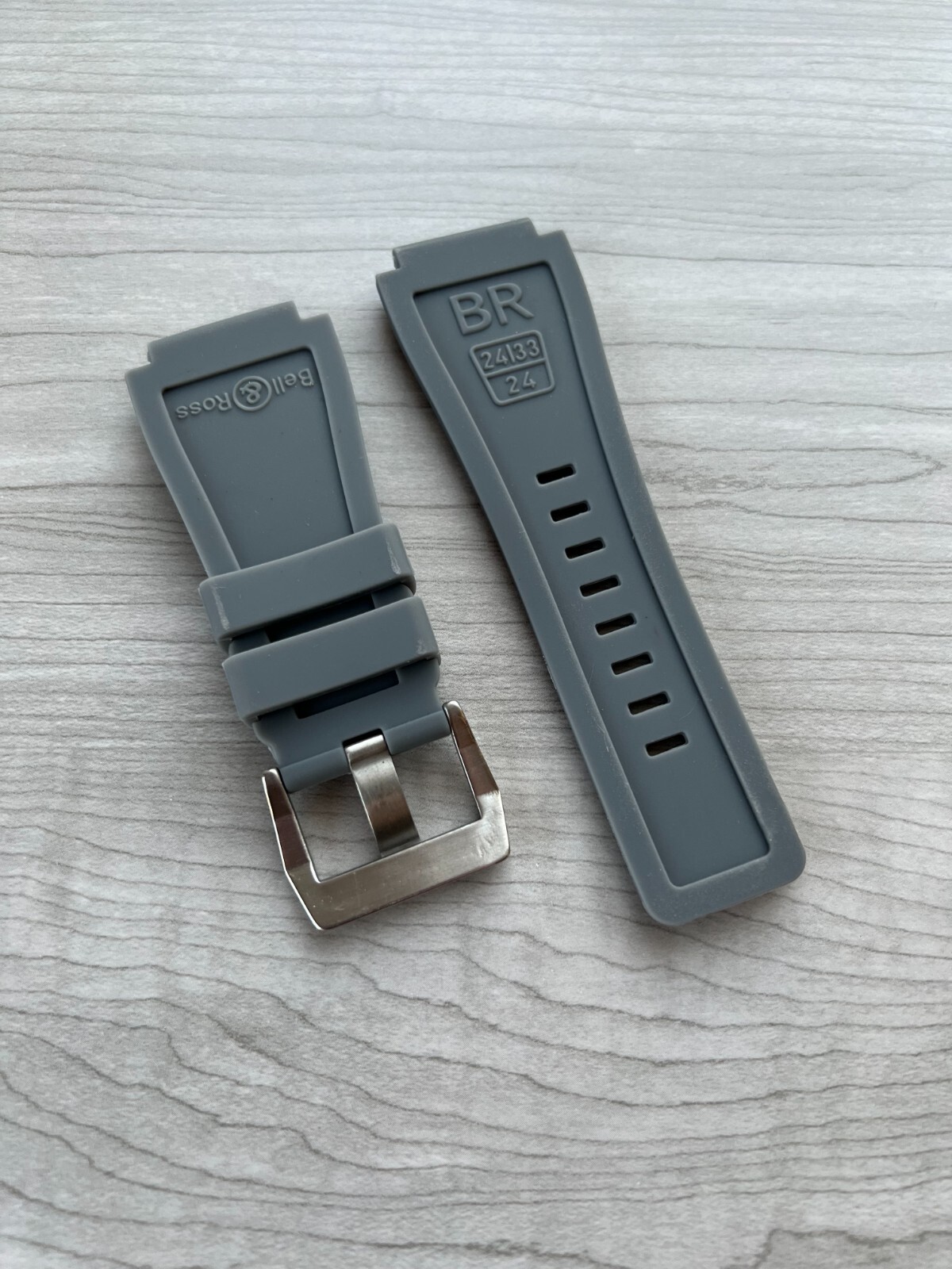 Replacement Strap for Bell & Ross BR01 BR03 Grey Rubber with Buckle
